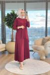 4125 Sandy Piliseli Etekli Takım Bordo