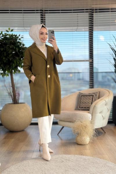 4147 Diana Kaşmir Kap Yağ Yeşili