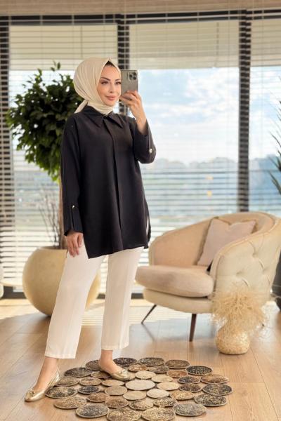 4375 Kalın Manşetli Gömlek Siyah