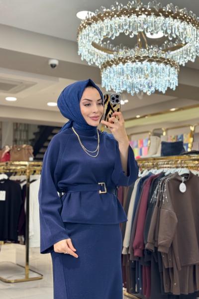 44231 Simli Triko Etekli Takım Lacivert