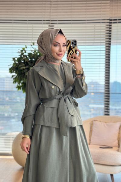 4463 Elbise Üstü Ceketli İkili Takım Haki