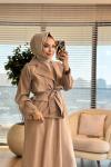 4463 Elbise Üstü Ceketli İkili Takım Bej