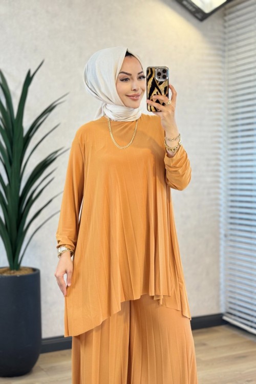5005 Sandy Piliseli Pantolon Takım Hardal