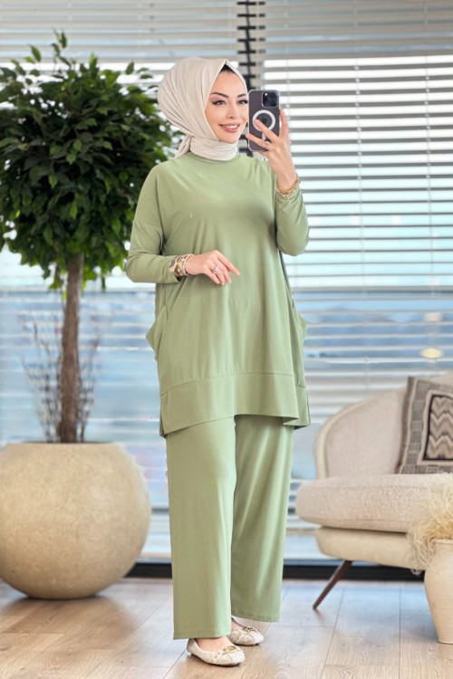 5015 Yanları Cepli Sandy Takım Çağla