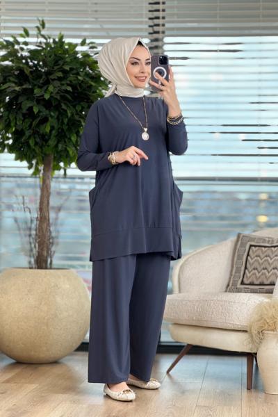 5015 Yanları Cepli Sandy Takım Antrasit
