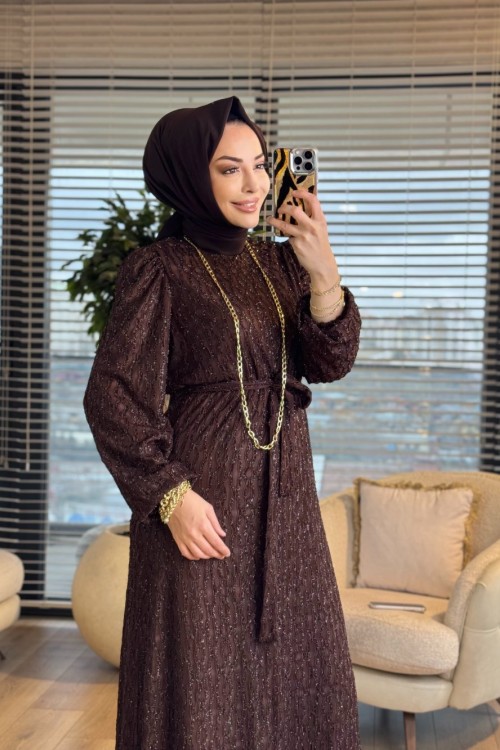 5062 Lokma Elbise Kahve