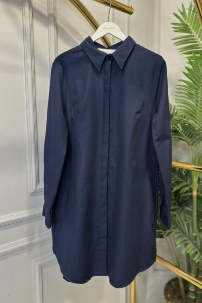 51007K Gizli Patlı Tunik Gömlek Lacivert
