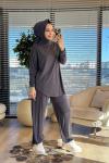 52839 Üst Taş Baskı Şalvar Pantolonlu Takım Antrasit