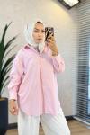 5466-1 İnce Çizgili Gömlek Pembe