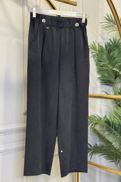 5589 Ön Düğme Detaylı Pantolon Siyah