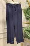 5618 Elegance Beli Lastikli Dar Paça Pantolon Lacivert