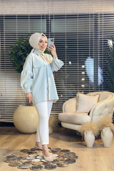 5779 Cep Kapaklı Gömlek Mavi