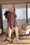 7011 Dicle Yanları Düğmeli Tunik Gül