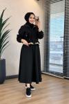 70170 Etek Ucu Dantelli Bomber Mont Siyah
