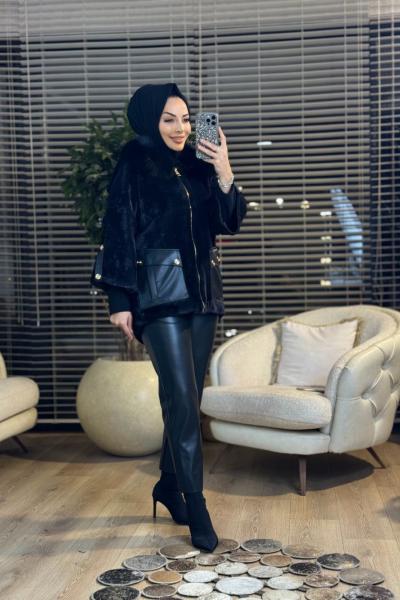 7072 Deri Cepli Angora Kaban Siyah