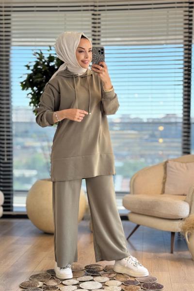 7409 Sol Omuzu Fermuar Detaylı Takım Haki