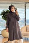 7524 Roba Cep Kapaklı Ve Dikişli Uzun Tunik Kahve