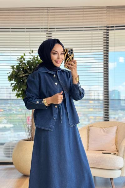 7525 Jile Üstü Gömlek 2li Kot Takım Lacivert