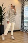 9000 Çizgili Osyho Sweatshirt Kahve