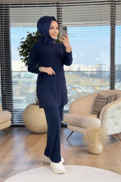 9005 Cebi Şifonlu Takım Lacivert