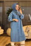 9058 Kot Uzun Tunik Açık Mavi