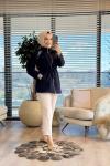 9264 Kot Gold Zımba Detaylı Fermuarlı Kap Lacivert