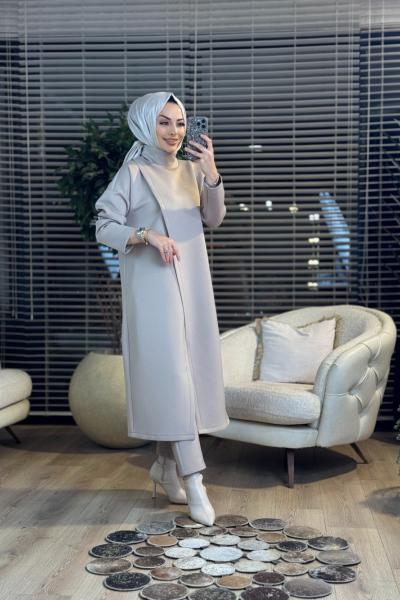 HWN6268 Scuba Verev Kesim Takım Bej