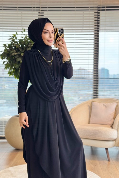 HWN6274 Beyza Şalvarlı Takım Siyah