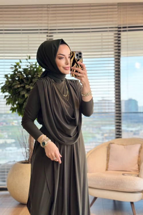 HWN6274 Beyza Şalvarlı Takım Haki