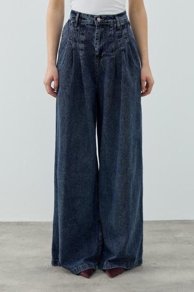 MRW1691 Pileli Denim Pantolon Lacivert