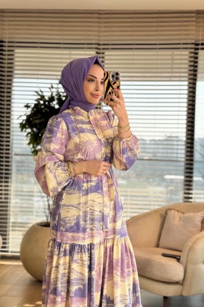 MRW1818 Estate Elbise Mor