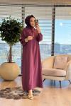 S5935 Dik Yaka Ferah Elbise Bordo