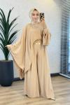 Y-2406 Nova Gold Aksesuarlı Pantolonlu Takım Camel