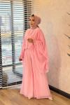 Y-2414 Stella Şifon Pantolonlu Takım Pembe