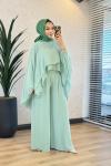 Y-2414 Stella Şifon Pantolonlu Takım Mint