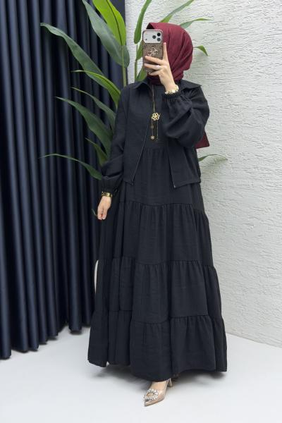 Ahu Elbise Tesettür Giyim Siyah