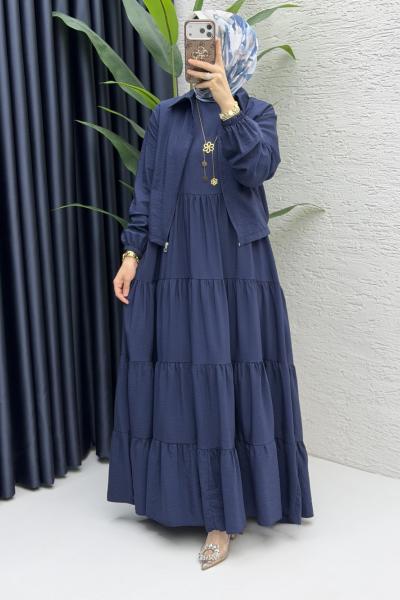 Ahu Elbise Tesettür Giyim Lacivert