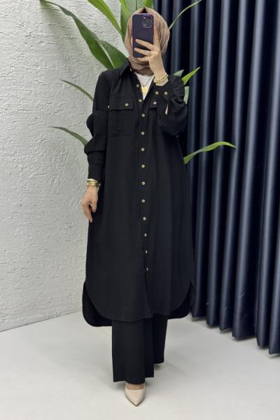 Amine Takım Tesettür Giyim Siyah