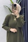 Asel Etekli Takım Tesettür Giyim  Haki