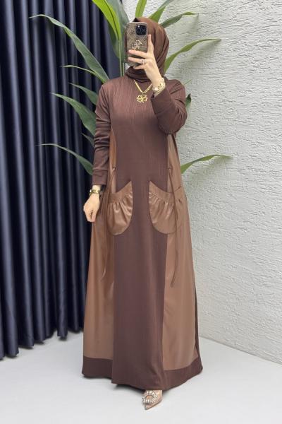 Asmin Elbise Tesettür Giyim Kahve