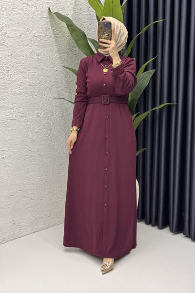 Asu Elbise Tesettür Giyim  Mürdüm