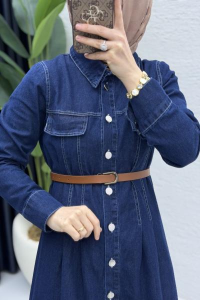 Asude Kot Elbise Tesettür Giyim Lacivert