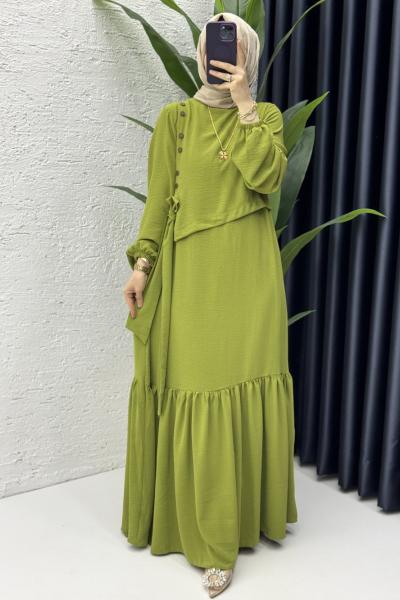 Aycan Elbise Tesettür Giyim Yağ Yeşili