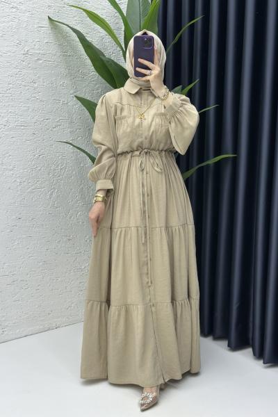 Berna Elbise Tesettür Giyim Taş Rengi