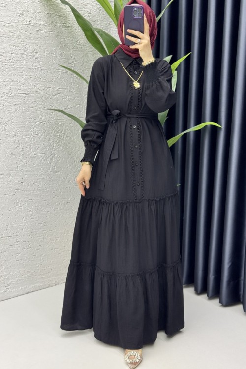 Büşra Elbise Tesettür Giyim Siyah