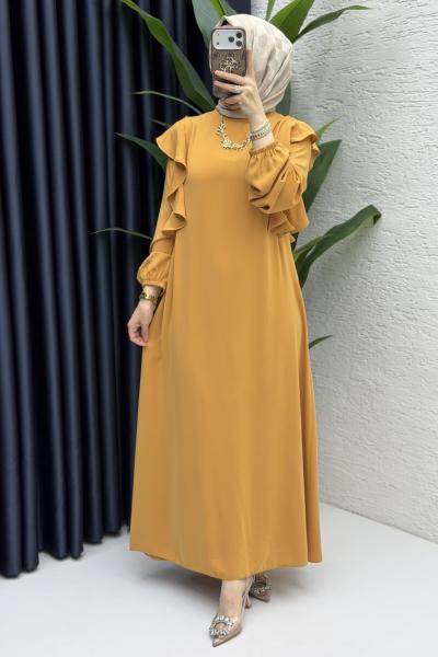 Canan Elbise Tesettür Giyim  Hardal Sarısı