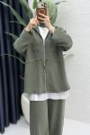 Çisem Takım Tesettür Giyim  Haki