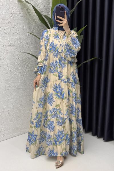 Dilşah Elbise Tesettür Giyim Mavi