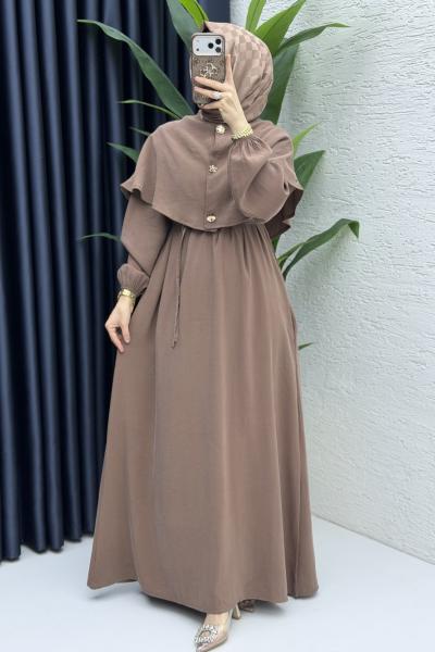 Ferda Elbise Tesettür Giyim  Sütlü Kahve