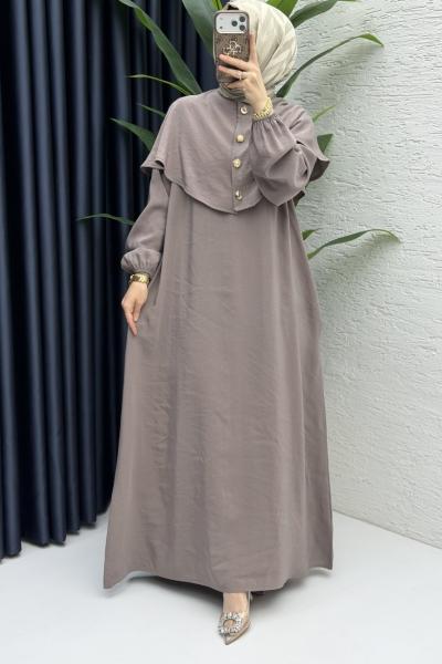 Feriha Bolero Elbise Tesettür Giyim  Vizon